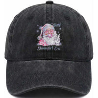 Pink Santa Christmas Washed Cotton Baseball Cap Bubble Gum Peace Sign