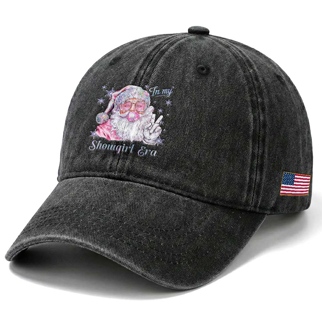 Pink Santa Christmas Washed Cotton Baseball Cap Bubble Gum Peace Sign