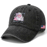 Pink Santa Christmas Washed Cotton Baseball Cap Bubble Gum Peace Sign