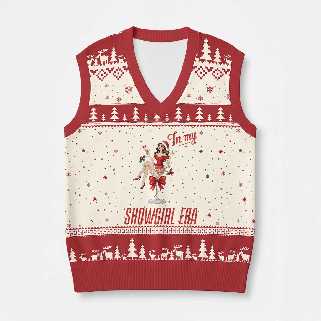Santa Girls Xmas V-Neck Knit Sweater Vest In My Costume Era - Wonder Print Shop