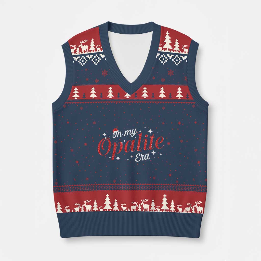 Santa Opalite Xmas V-Neck Knit Sweater Vest - Wonder Print Shop