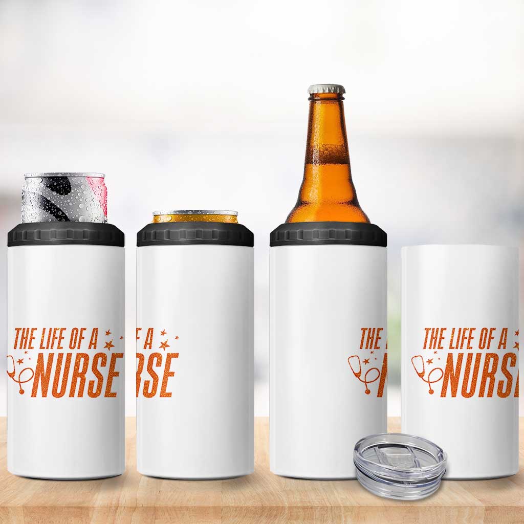 Funny Nurse Christmas 4 in 1 Can Cooler Tumbler The Life Of A Nurse - Wonder Print Shop