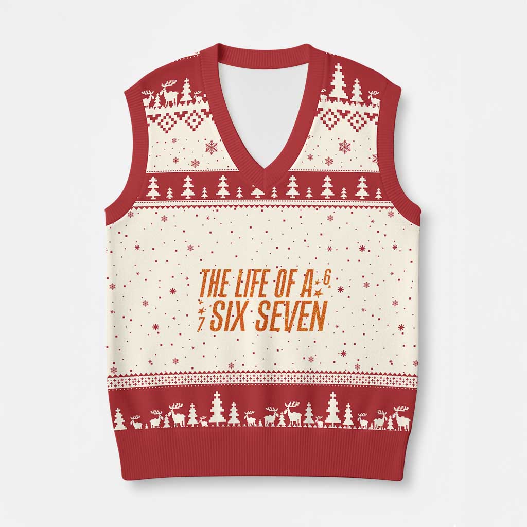 67 Six Seven Meme V-Neck Knit Sweater Vest - Wonder Print Shop