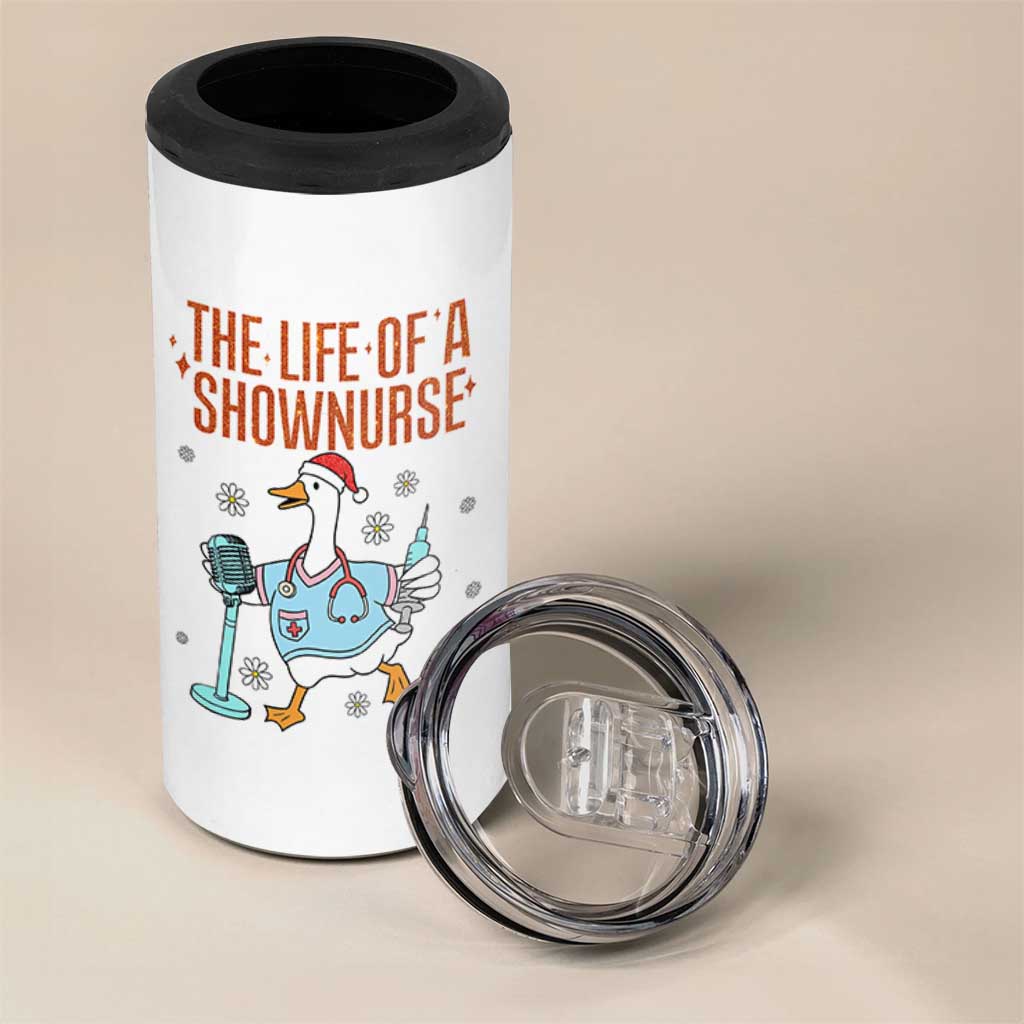 Funny Goose Nurse Christmas 4 in 1 Can Cooler Tumbler The Life Of A Shownurrse - Wonder Print Shop