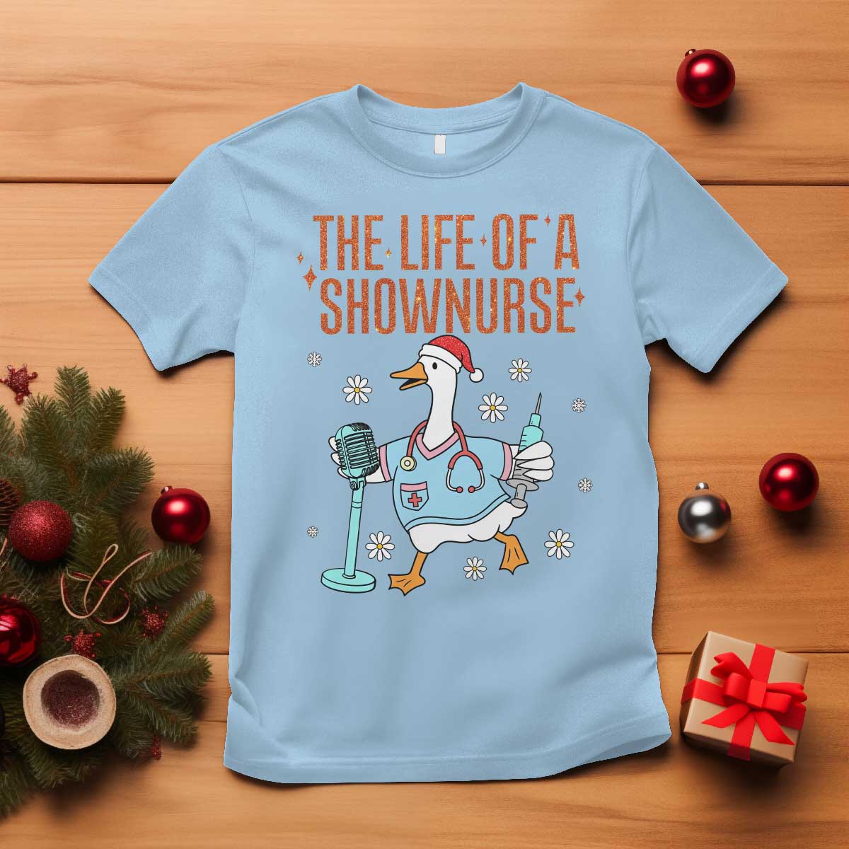 Funny Goose Nurse Christmas T Shirt The Life Of A Shownurrse - Wonder Print Shop