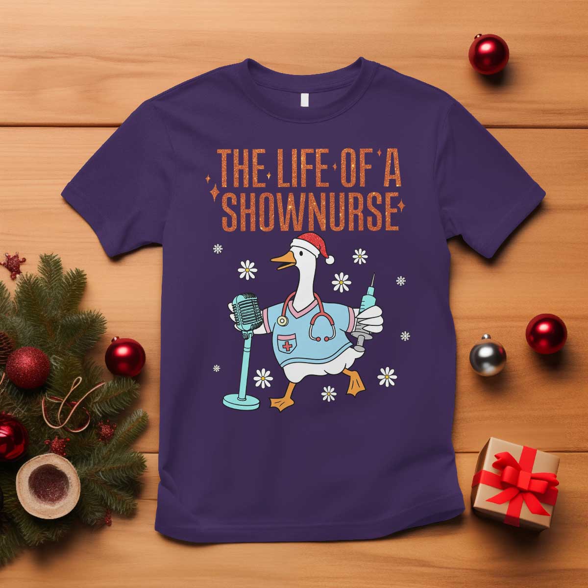 Funny Goose Nurse Christmas T Shirt The Life Of A Shownurrse - Wonder Print Shop