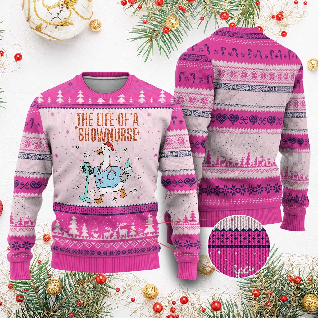 Funny Goose Nurse Xmas Ugly Christmas Sweater The Life Of A Shownurrse - Wonder Print Shop