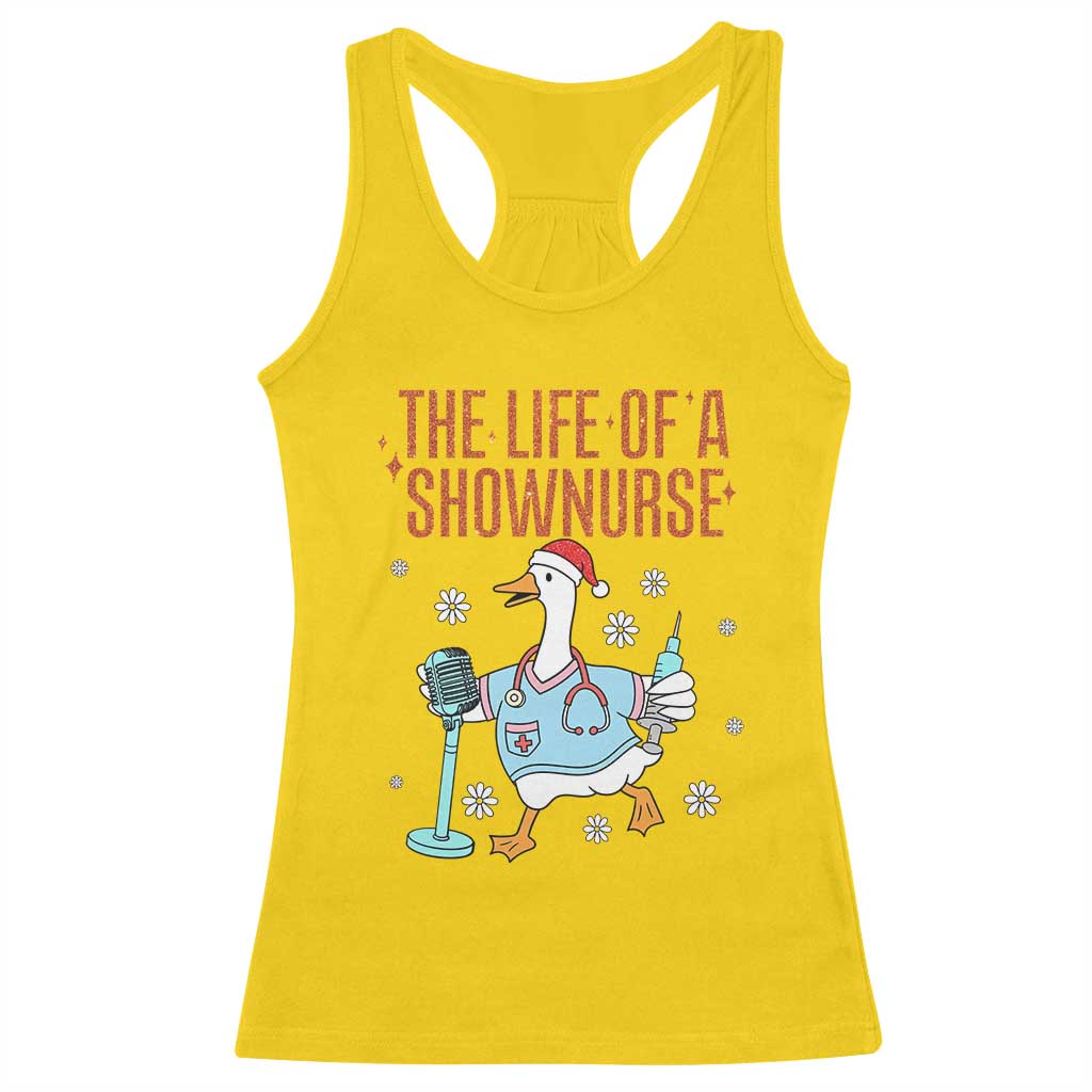 Funny Goose Nurse Christmas Racerback Tank Top The Life Of A Shownurrse - Wonder Print Shop