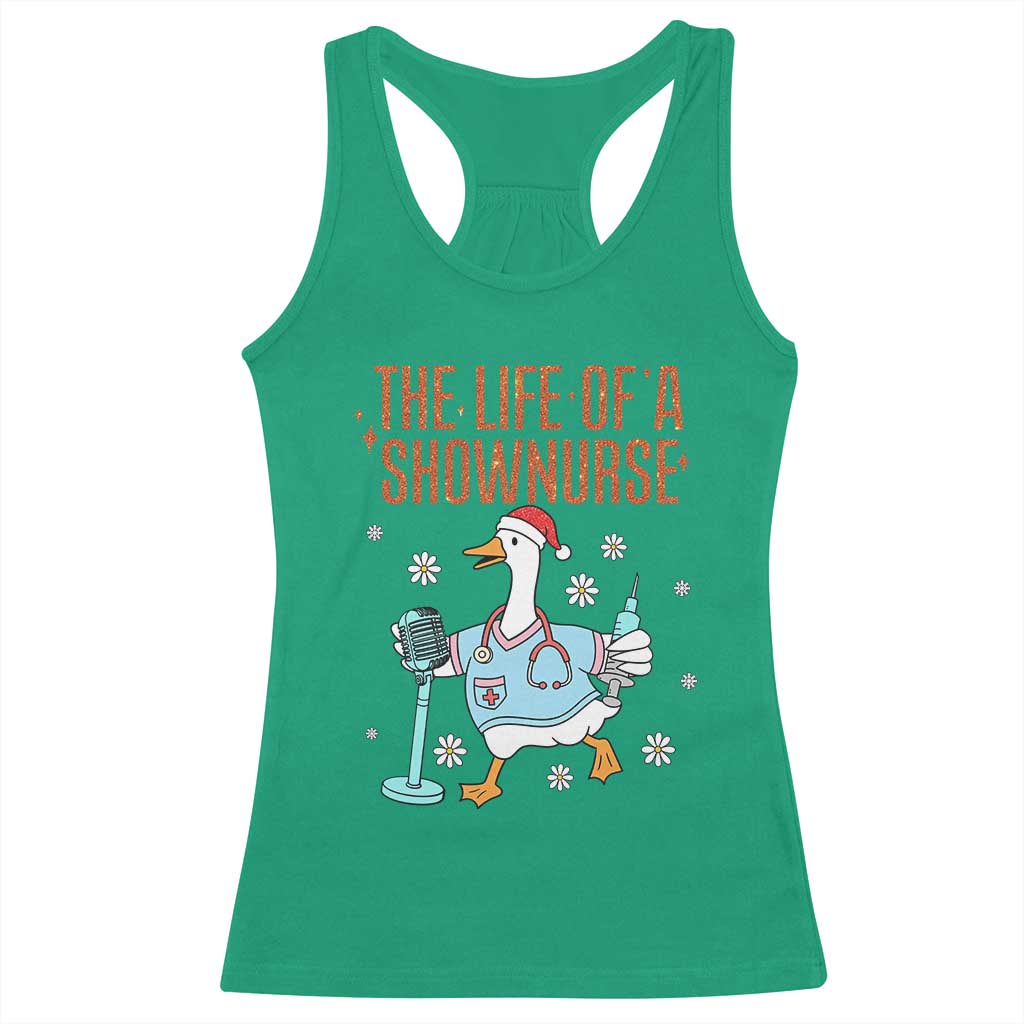 Funny Goose Nurse Christmas Racerback Tank Top The Life Of A Shownurrse - Wonder Print Shop