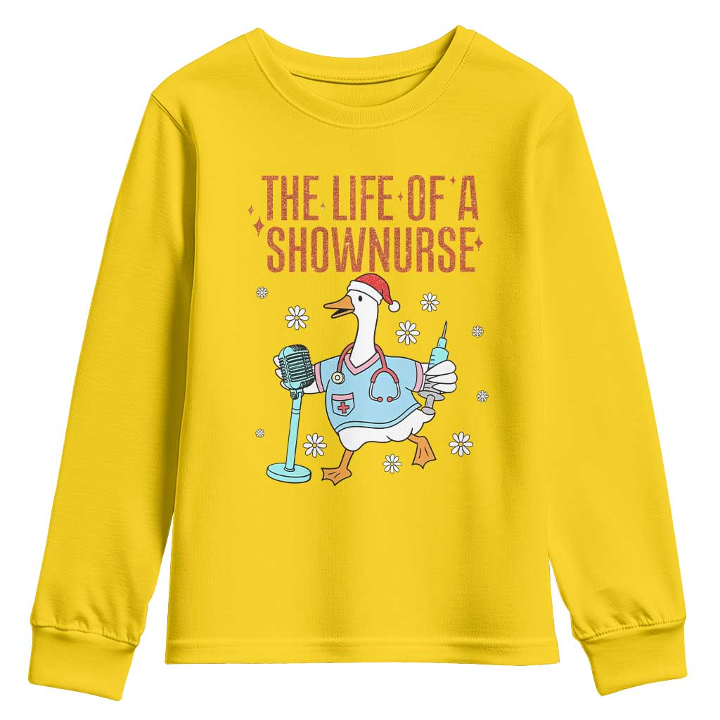 Funny Goose Nurse Christmas Youth Sweatshirt The Life Of A Shownurrse - Wonder Print Shop