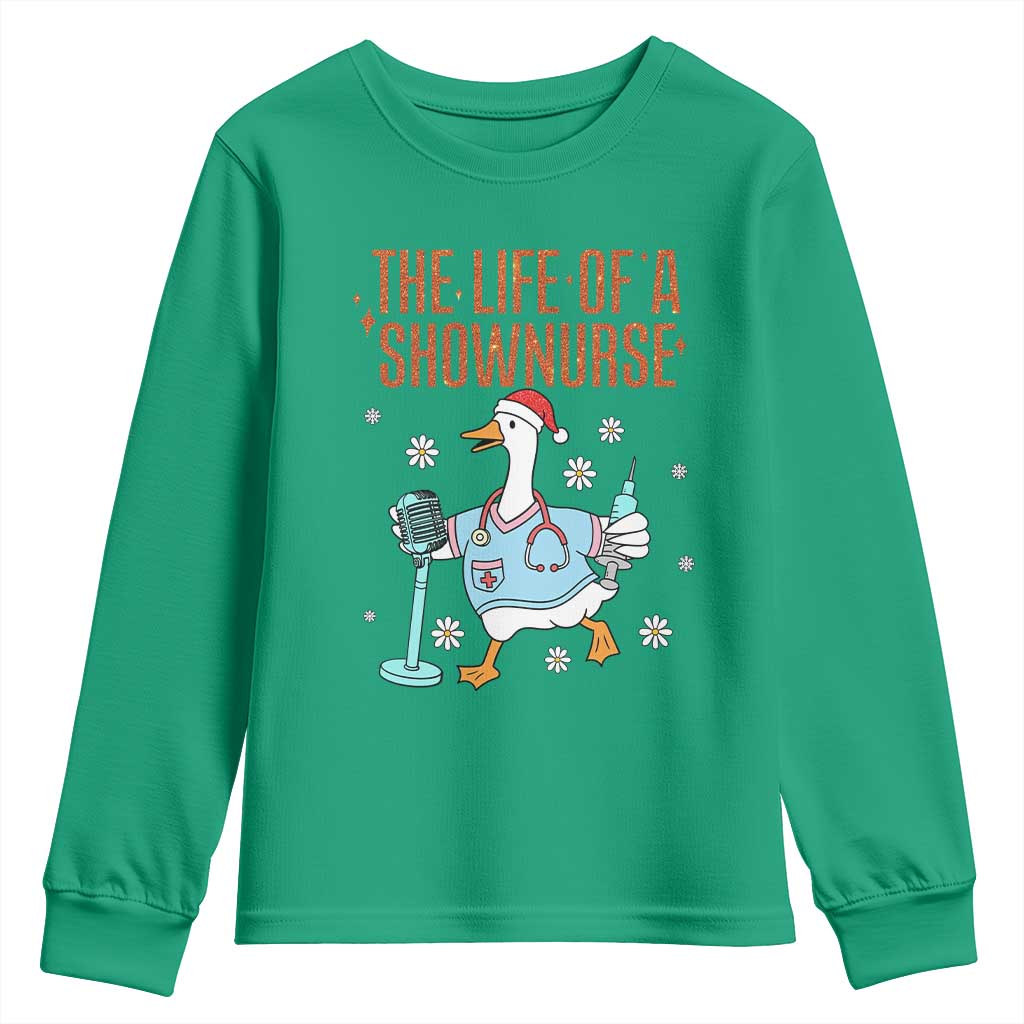 Funny Goose Nurse Christmas Youth Sweatshirt The Life Of A Shownurrse - Wonder Print Shop