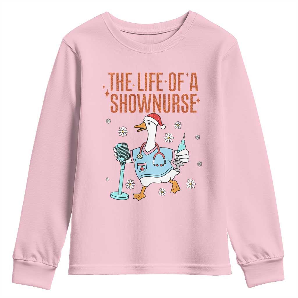 Funny Goose Nurse Christmas Youth Sweatshirt The Life Of A Shownurrse - Wonder Print Shop