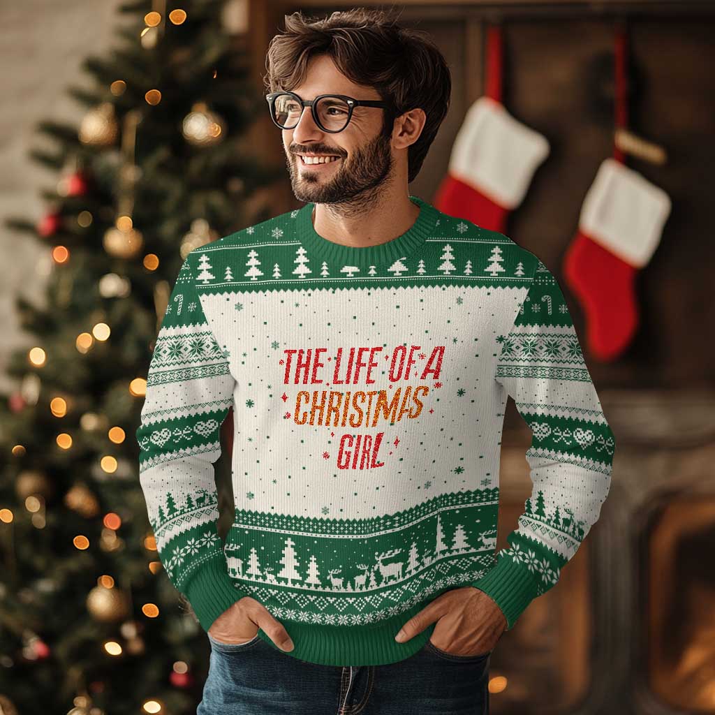 The Life Of A Xmas Girl Ugly Christmas Sweater - Wonder Print Shop