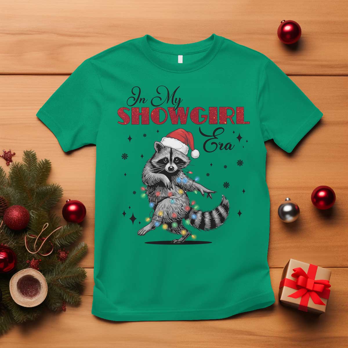 Funny Raccoon Christmas T Shirt In My Costume Era Xmas - Wonder Print Shop