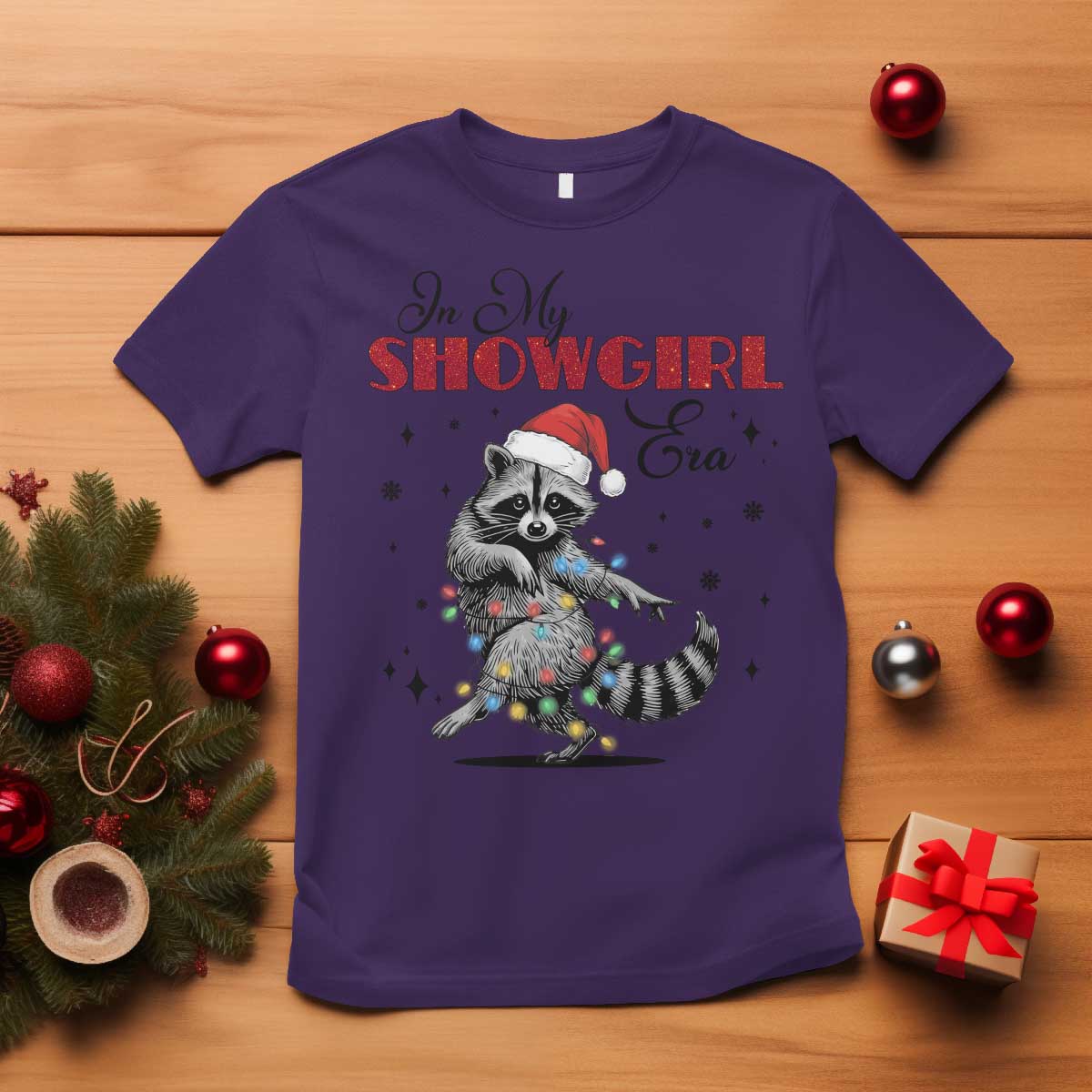 Funny Raccoon Christmas T Shirt In My Costume Era Xmas - Wonder Print Shop