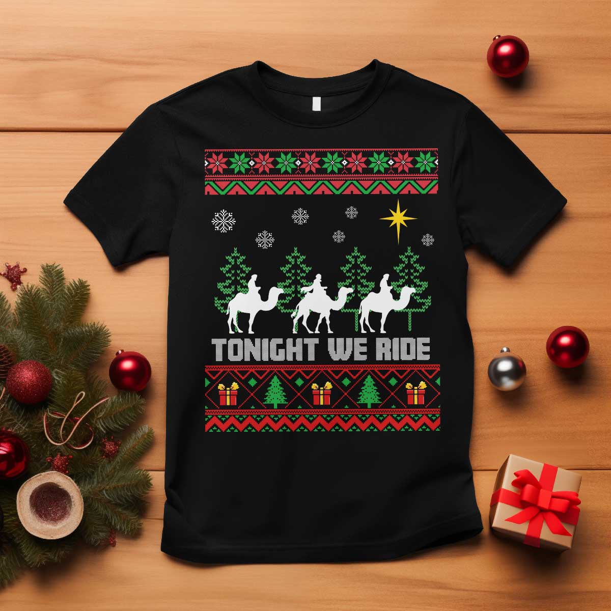 Tonight We Ride T Shirt Three Wise Men Nativity Scene Christmas - Wonder Print Shop