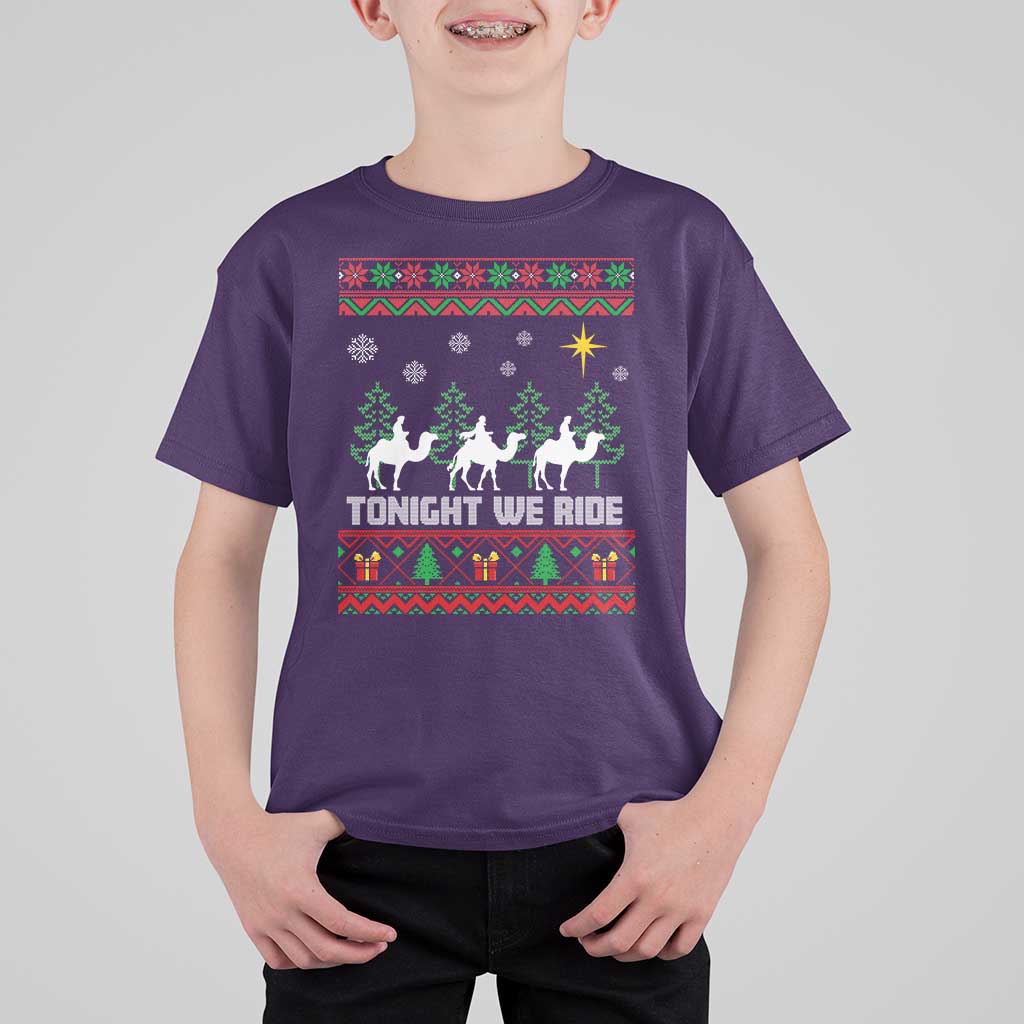 Tonight We Ride T Shirt For Kid Three Wise Men Nativity Scene Christmas - Wonder Print Shop