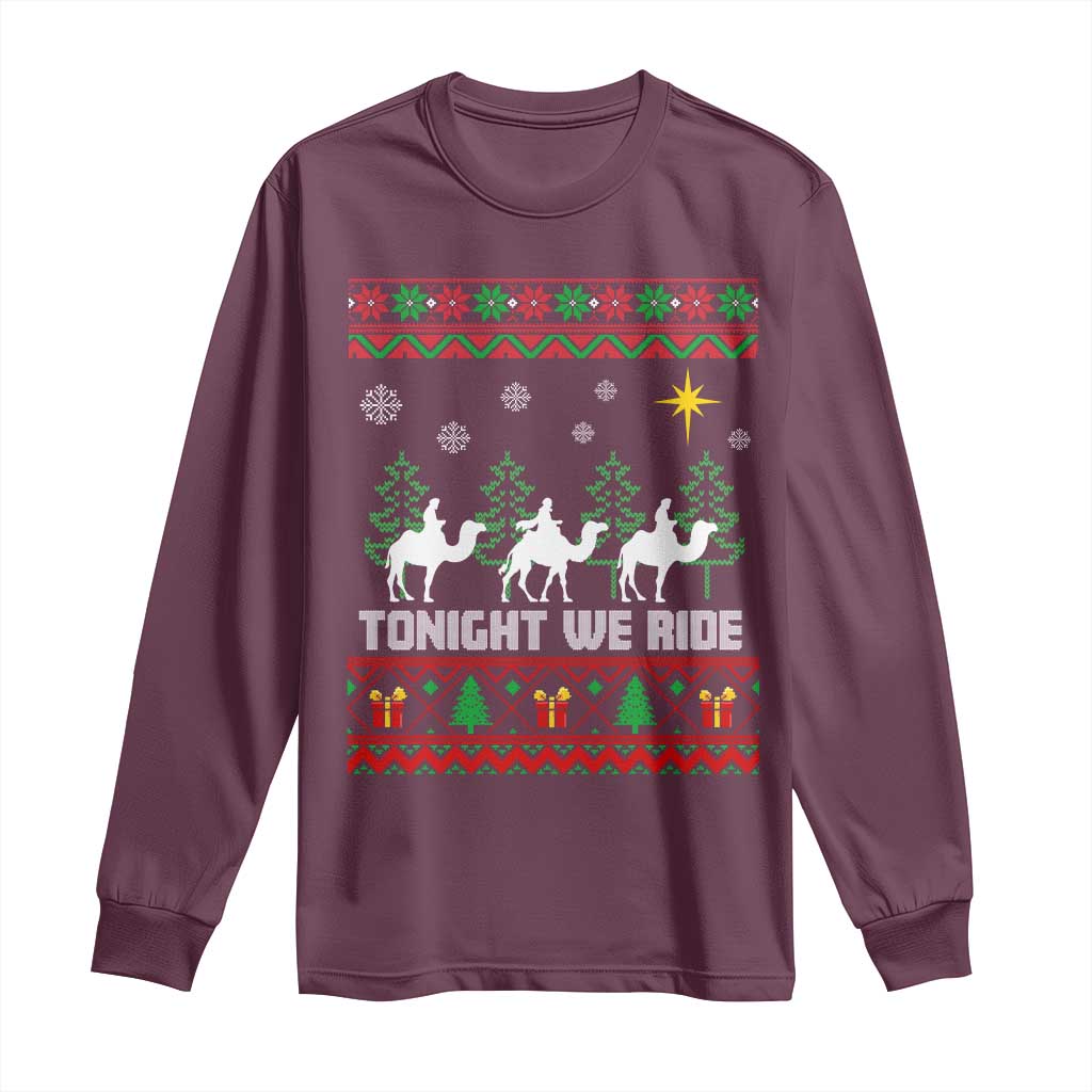 Tonight We Ride Long Sleeve Shirt Three Wise Men Nativity Scene Christmas - Wonder Print Shop