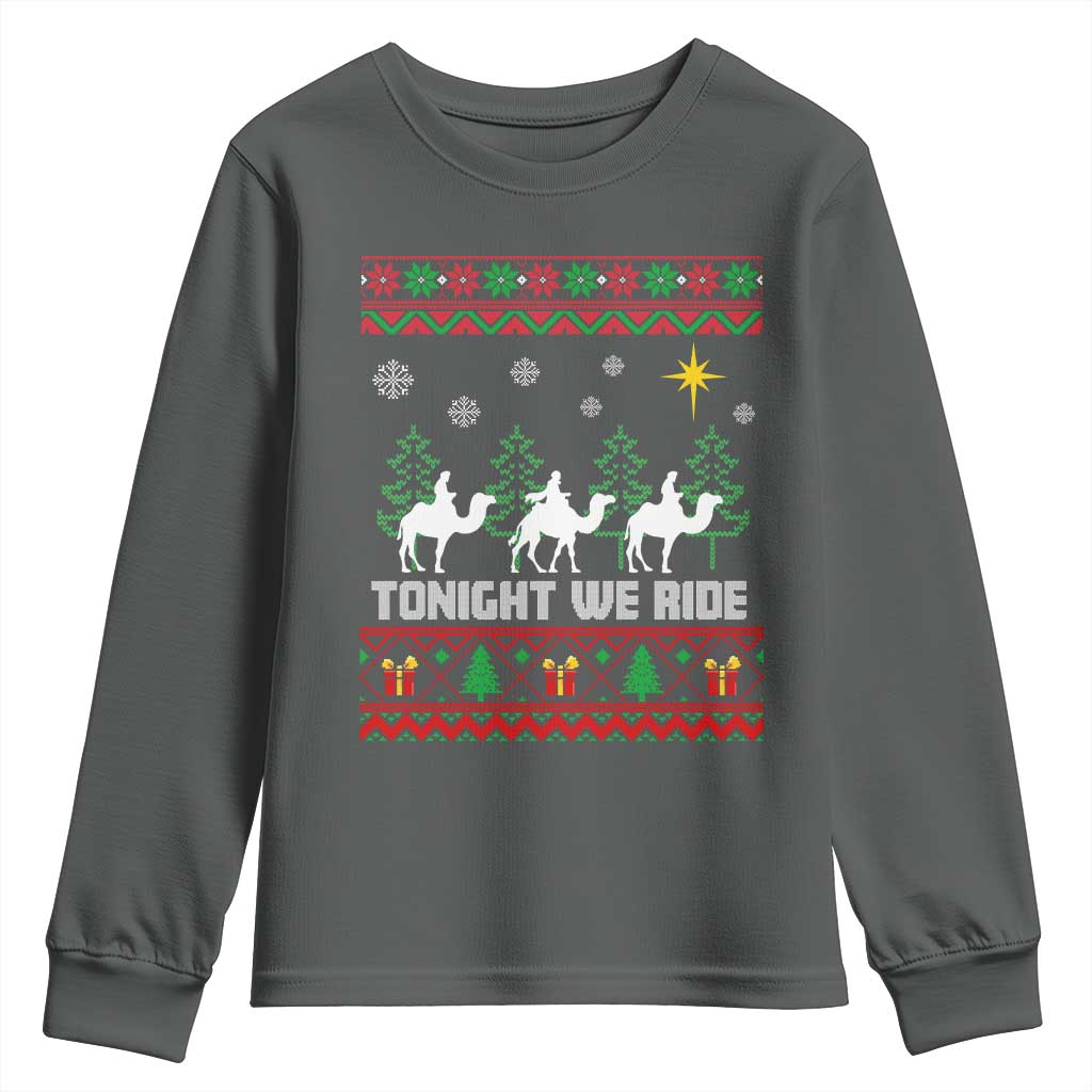 Tonight We Ride Youth Sweatshirt Three Wise Men Nativity Scene Christmas - Wonder Print Shop
