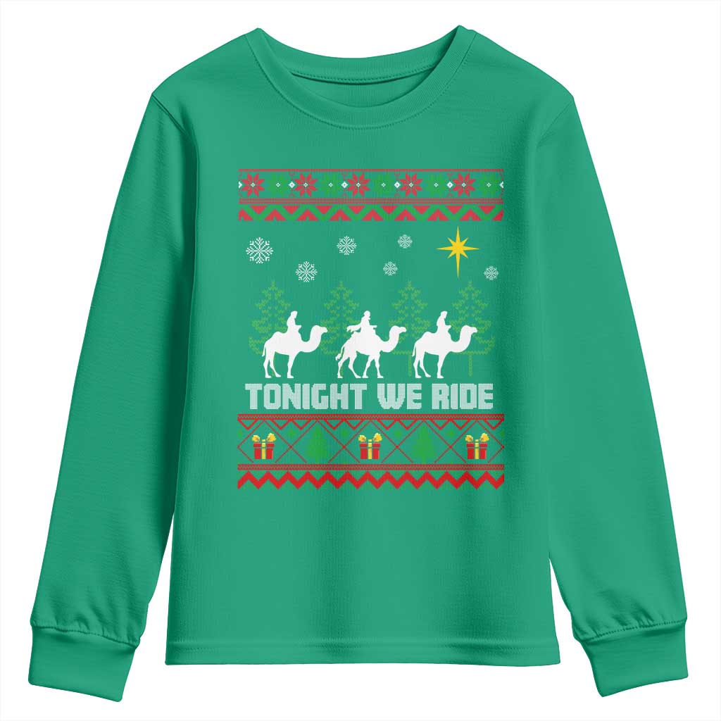 Tonight We Ride Youth Sweatshirt Three Wise Men Nativity Scene Christmas - Wonder Print Shop
