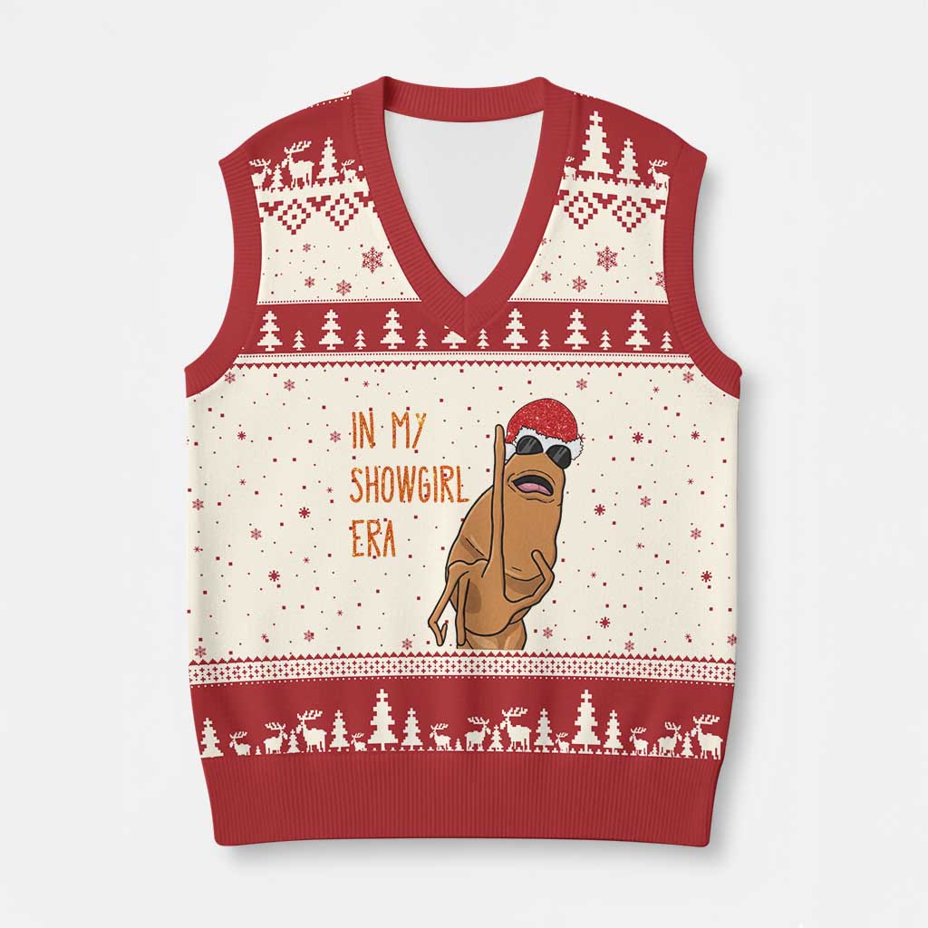 Marcus The Worm Xmas Meme V-Neck Knit Sweater Vest In My Costume Era - Wonder Print Shop