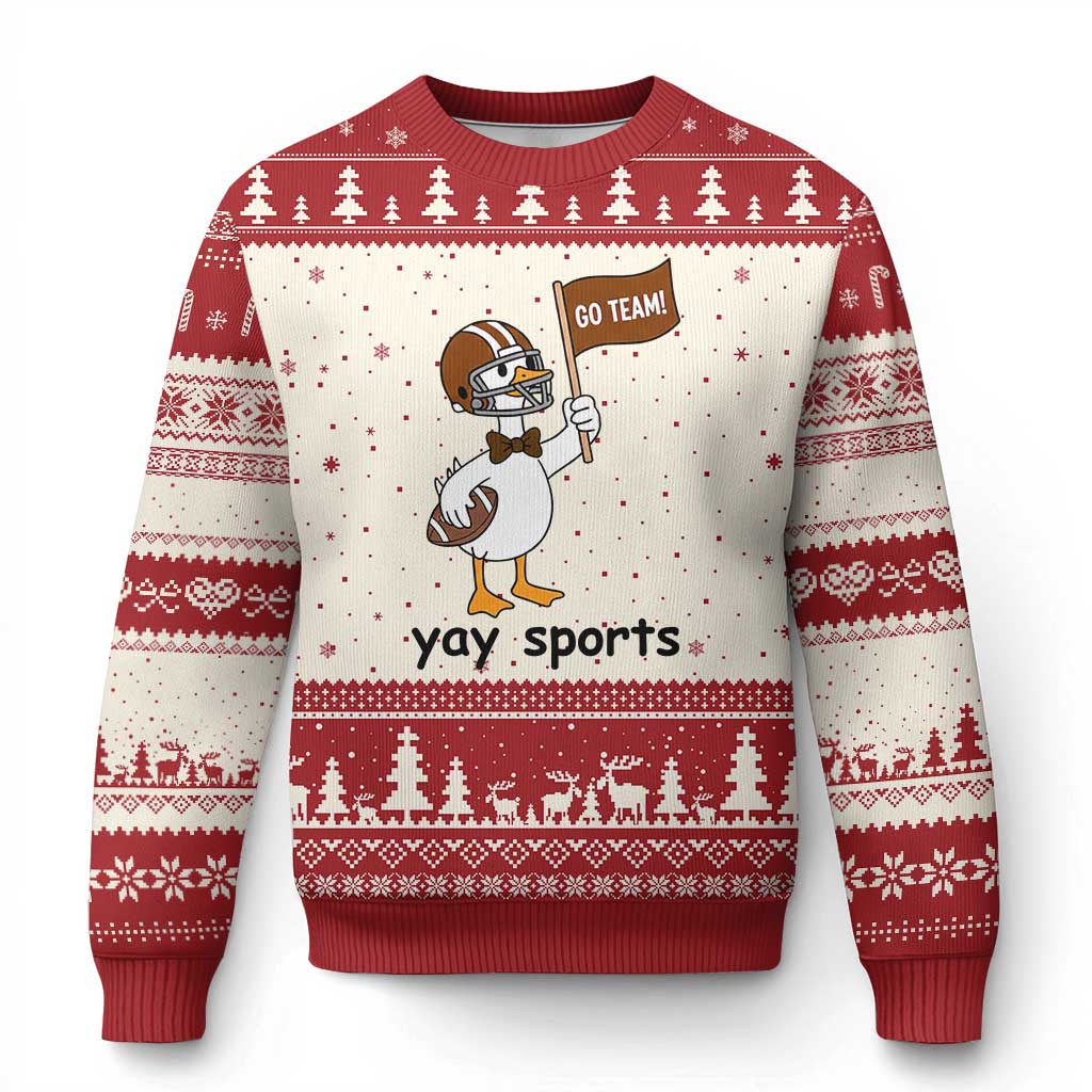 Silly Goose Football Ugly Christmas Sweater Yays Sport - Wonder Print Shop