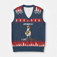 Funny Goose Football V-Neck Knit Sweater Vest Apparently I Like Football - Wonder Print Shop