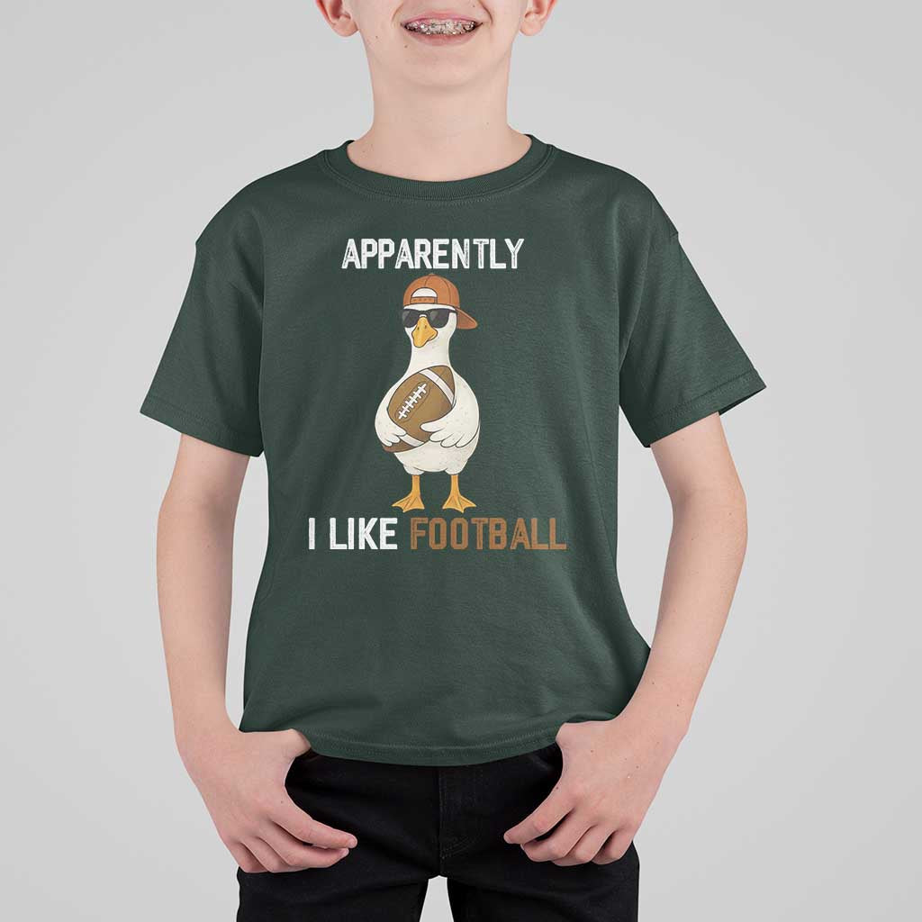 Funny Goose Football T Shirt For Kid Apparently I Like Football - Wonder Print Shop