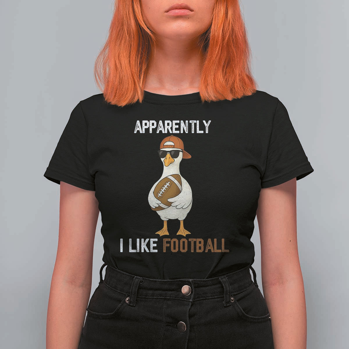 Funny Goose Football T Shirt For Women Apparently I Like Football - Wonder Print Shop