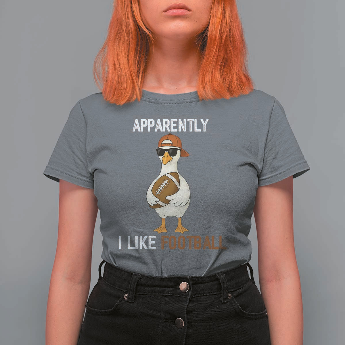 Funny Goose Football T Shirt For Women Apparently I Like Football - Wonder Print Shop