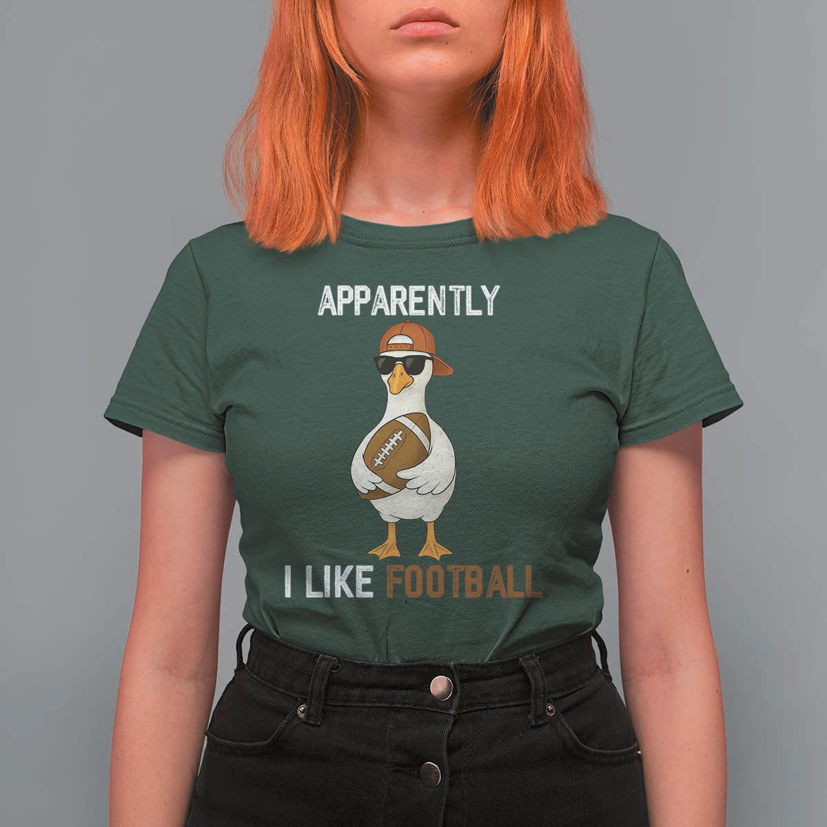 Funny Goose Football T Shirt For Women Apparently I Like Football - Wonder Print Shop