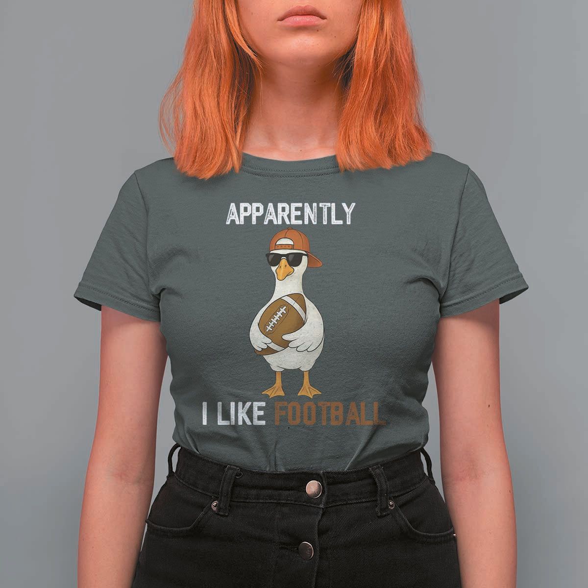 Funny Goose Football T Shirt For Women Apparently I Like Football - Wonder Print Shop