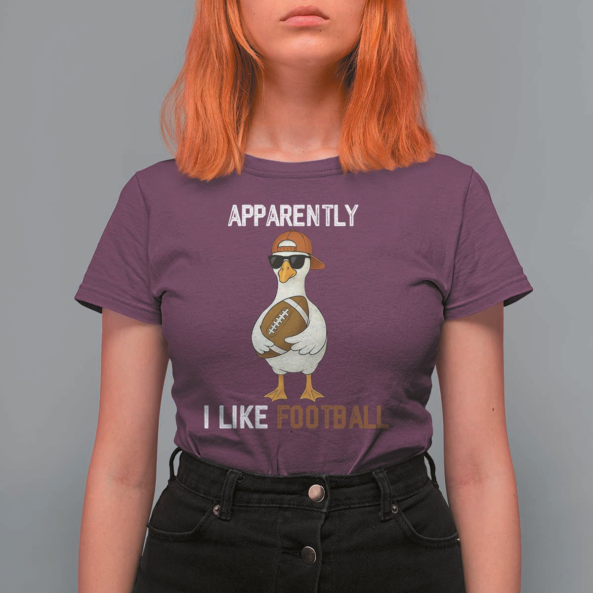 Funny Goose Football T Shirt For Women Apparently I Like Football - Wonder Print Shop