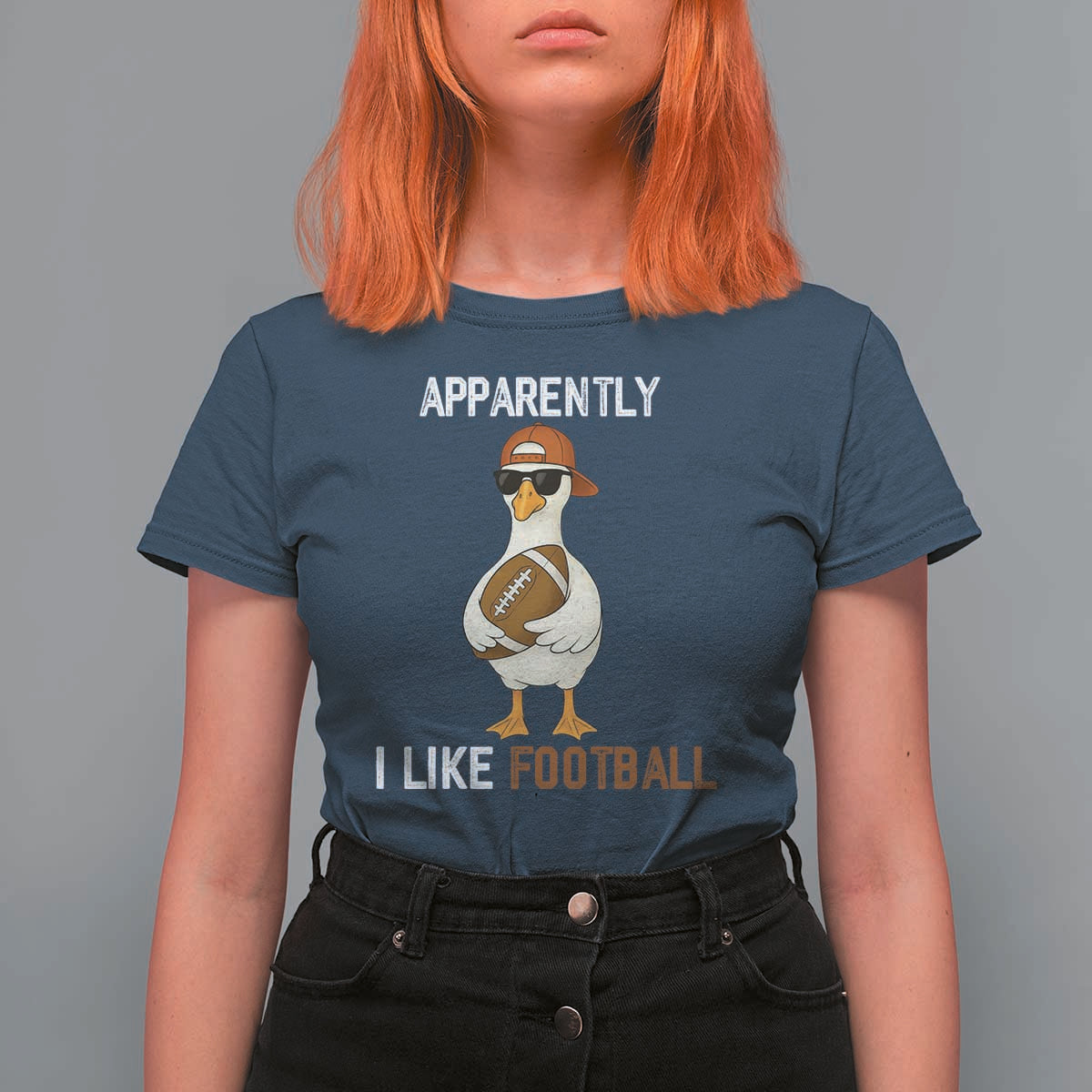 Funny Goose Football T Shirt For Women Apparently I Like Football - Wonder Print Shop