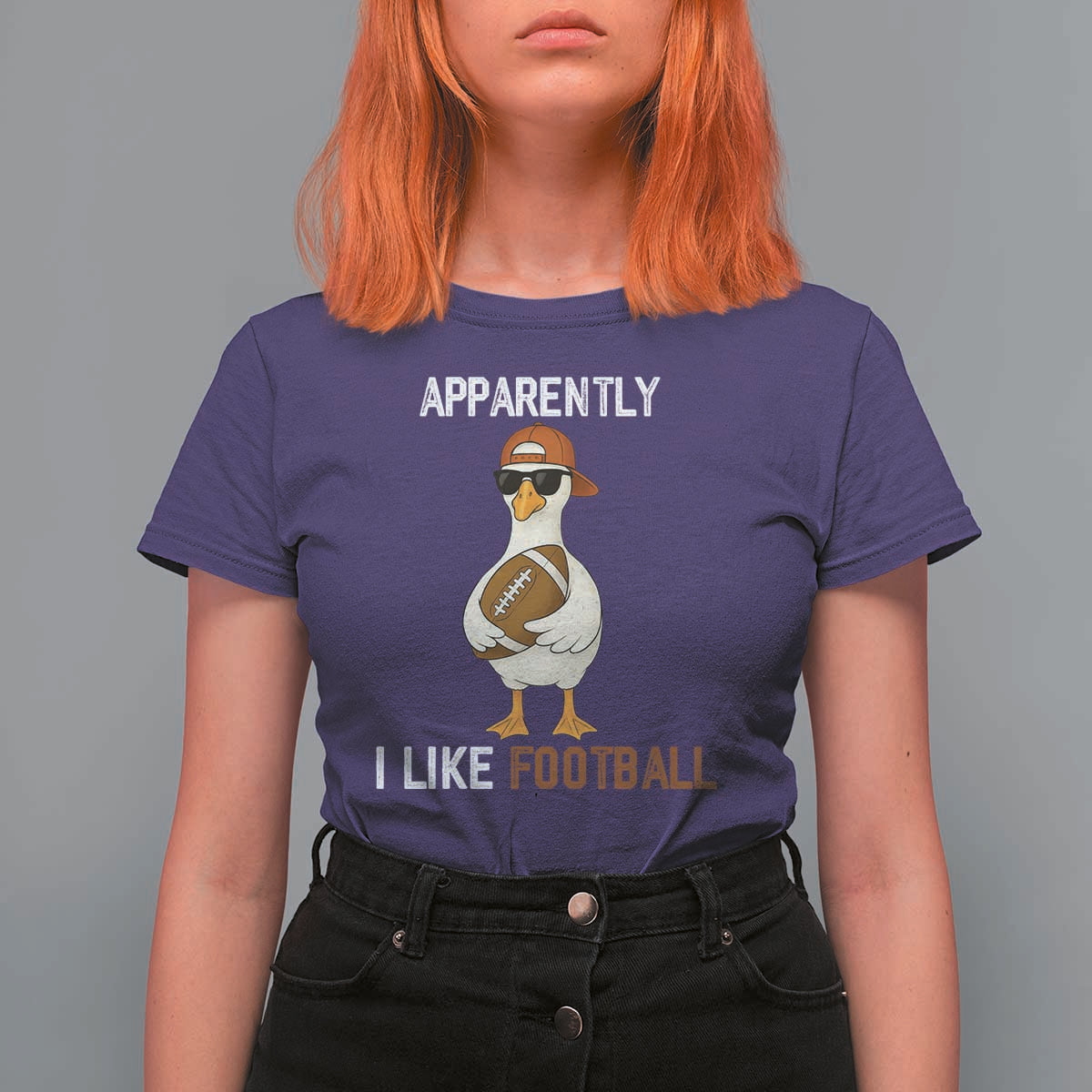 Funny Goose Football T Shirt For Women Apparently I Like Football - Wonder Print Shop