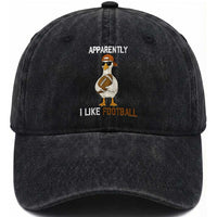 Funny Goose Football Washed Cotton Baseball Cap Apparently I Like Football