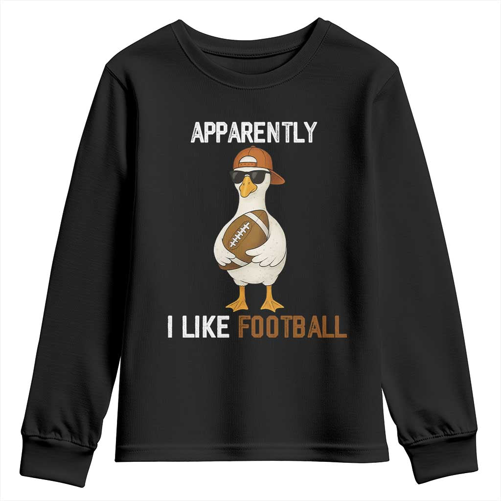 Funny Goose Football Youth Sweatshirt Apparently I Like Football - Wonder Print Shop