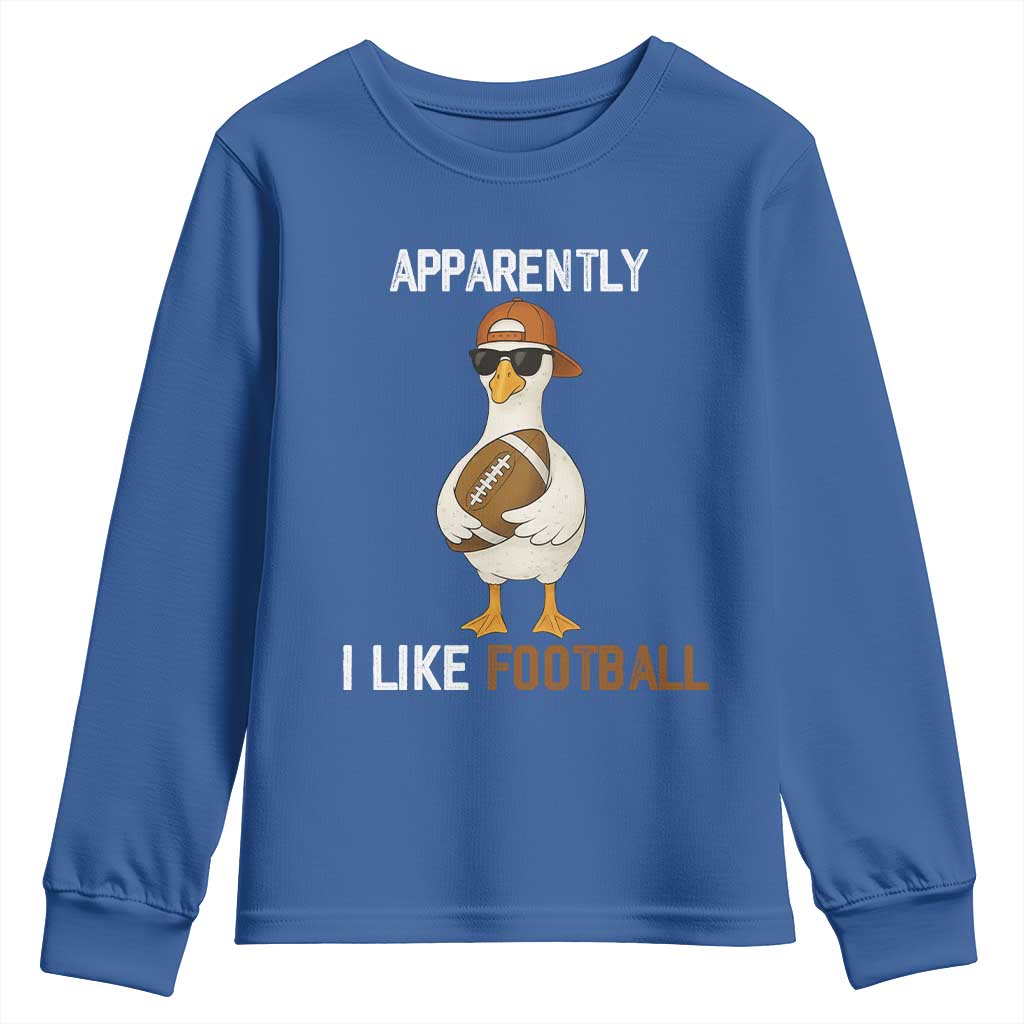 Funny Goose Football Youth Sweatshirt Apparently I Like Football - Wonder Print Shop