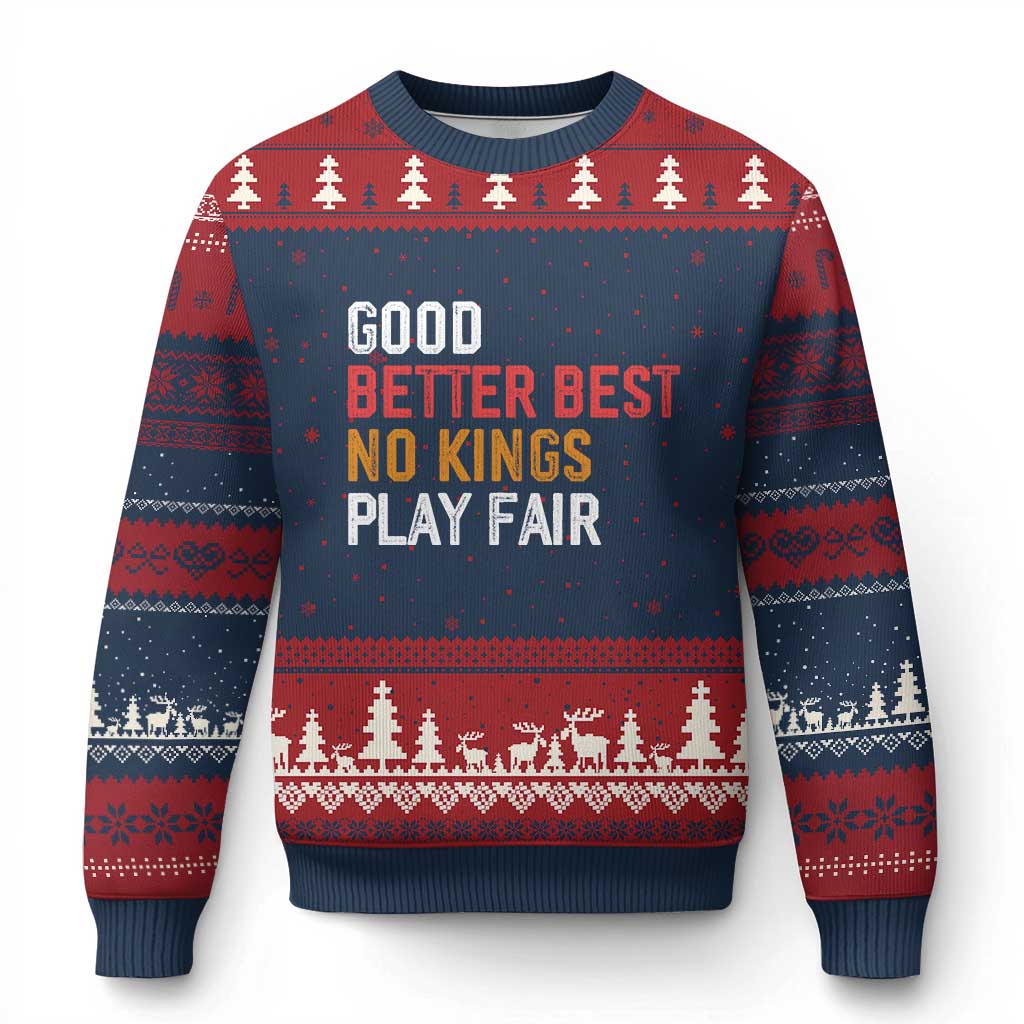 Good Better Best Chicago Pro Football Mantra Ugly Christmas Sweater No Kings Protest Stop Sign - Wonder Print Shop