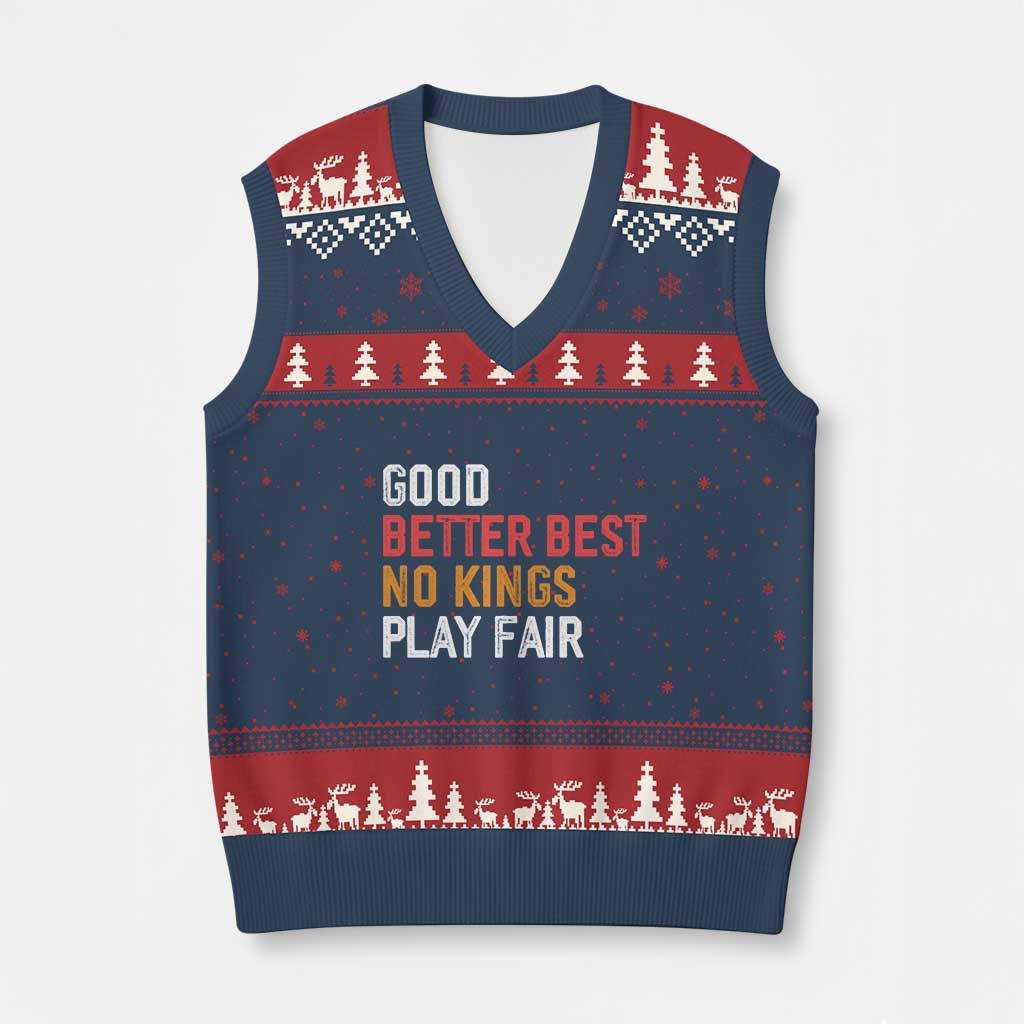 Good Better Best Chicago Pro Football Mantra V-Neck Knit Sweater Vest No Kings Protest Stop Sign - Wonder Print Shop