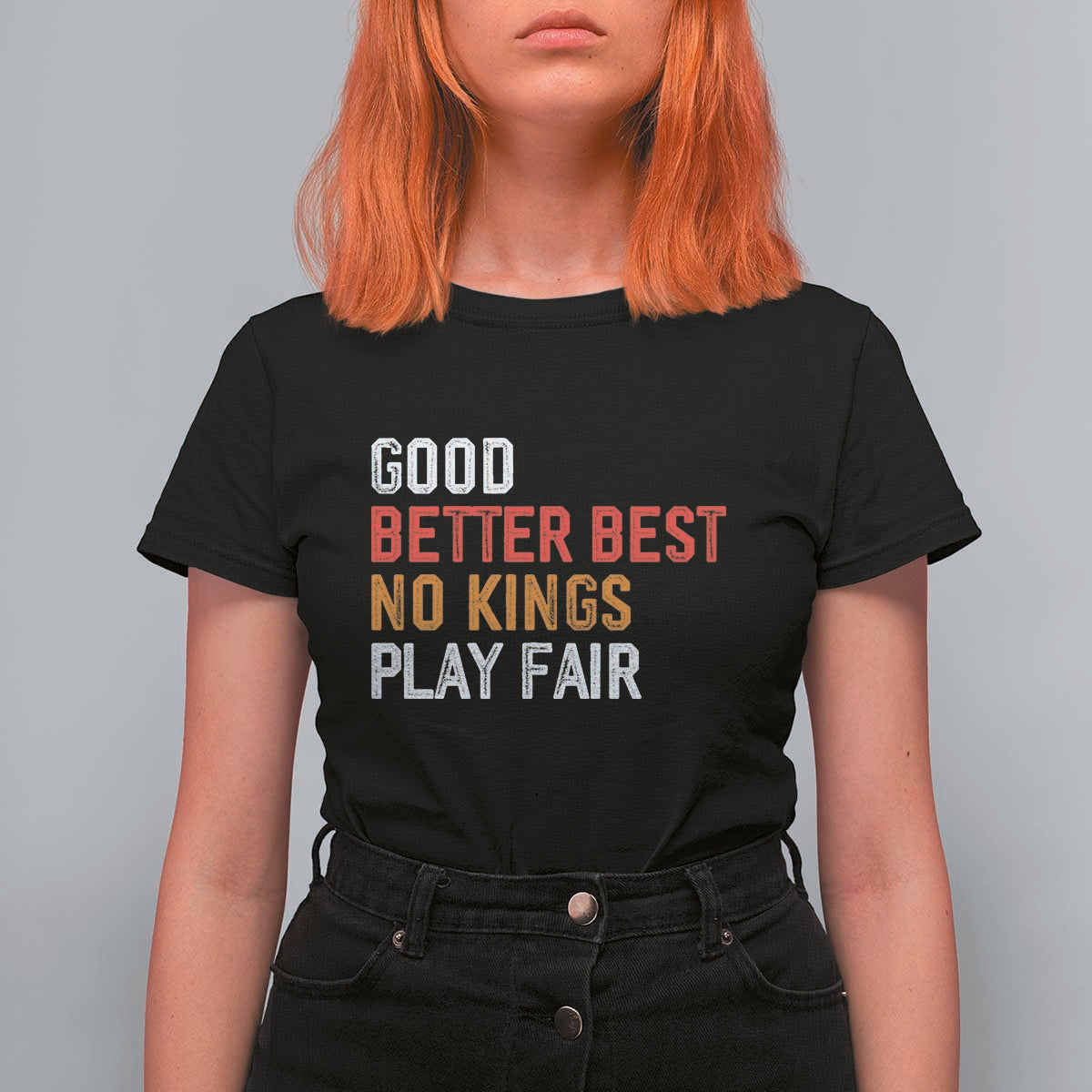 Good Better Best Chicago Pro Football Mantra T Shirt For Women No Kings Protest Stop Sign - Wonder Print Shop