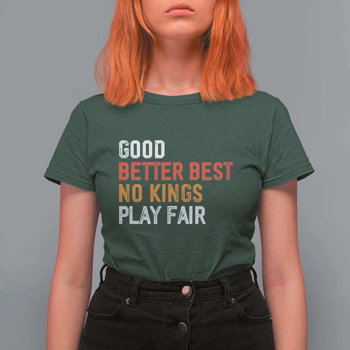 Good Better Best Chicago Pro Football Mantra T Shirt For Women No Kings Protest Stop Sign - Wonder Print Shop