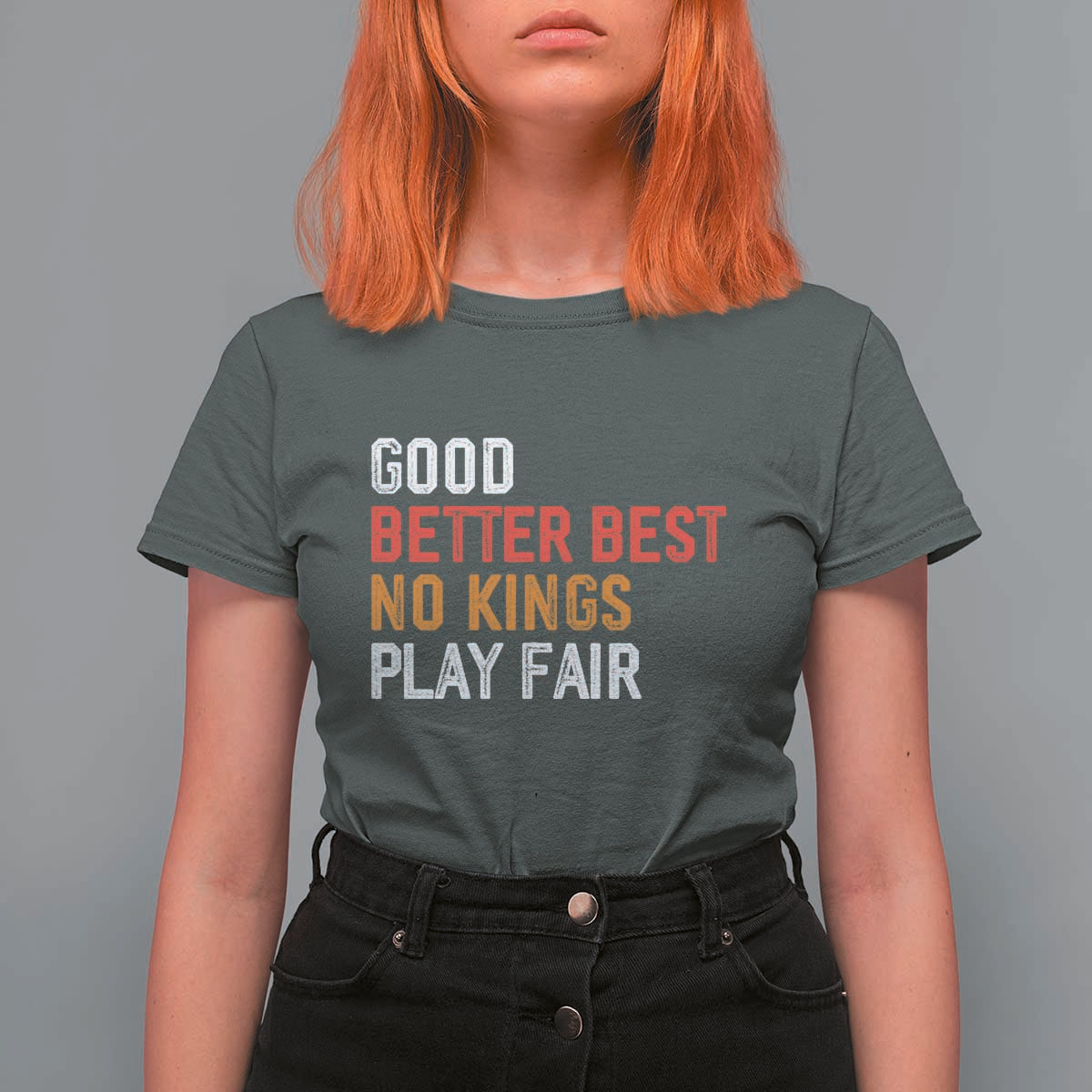 Good Better Best Chicago Pro Football Mantra T Shirt For Women No Kings Protest Stop Sign - Wonder Print Shop