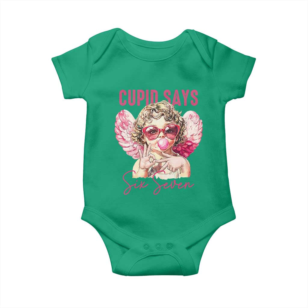 67 Valetines Baby Onesie Funny Cupid Says Six Seven - Wonder Print Shop