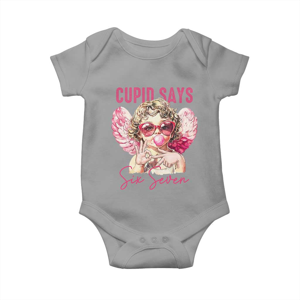 67 Valetines Baby Onesie Funny Cupid Says Six Seven - Wonder Print Shop