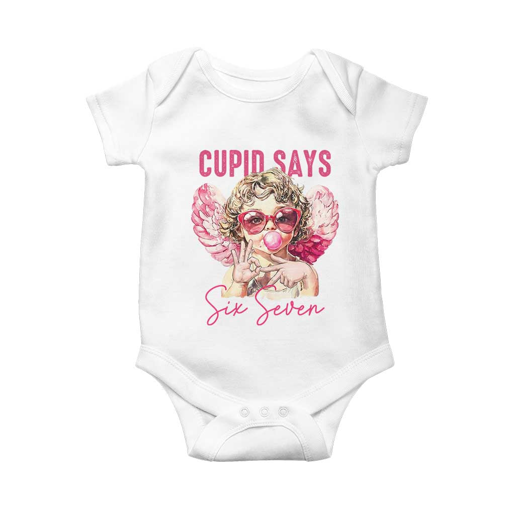 67 Valetines Baby Onesie Funny Cupid Says Six Seven - Wonder Print Shop