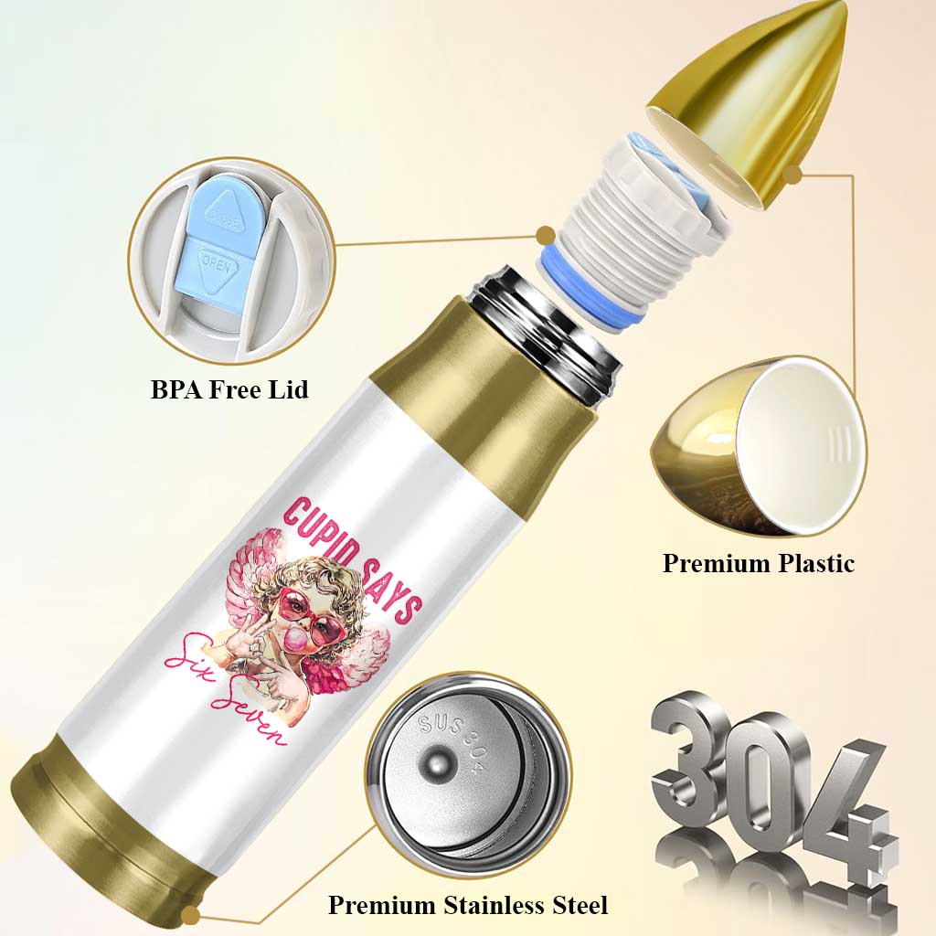 67 Valetines Bullet Tumbler Funny Cupid Says Six Seven - Wonder Print Shop