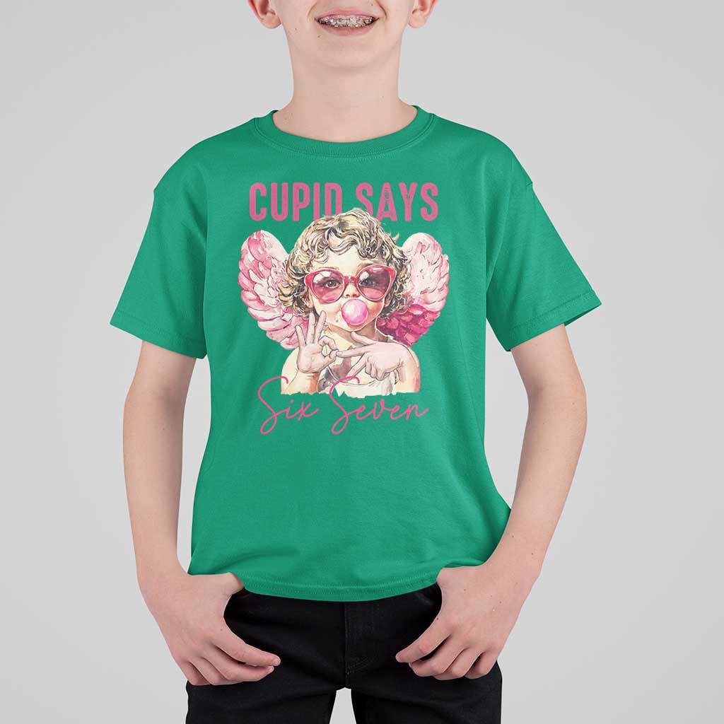 67 Valetines T Shirt For Kid Funny Cupid Says Six Seven - Wonder Print Shop