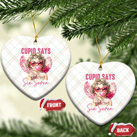 67 Valetines Ceramic Ornament Funny Cupid Says Six Seven - Wonder Print Shop