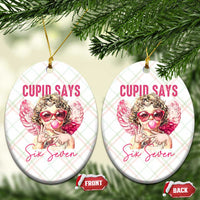 67 Valetines Ceramic Ornament Funny Cupid Says Six Seven - Wonder Print Shop